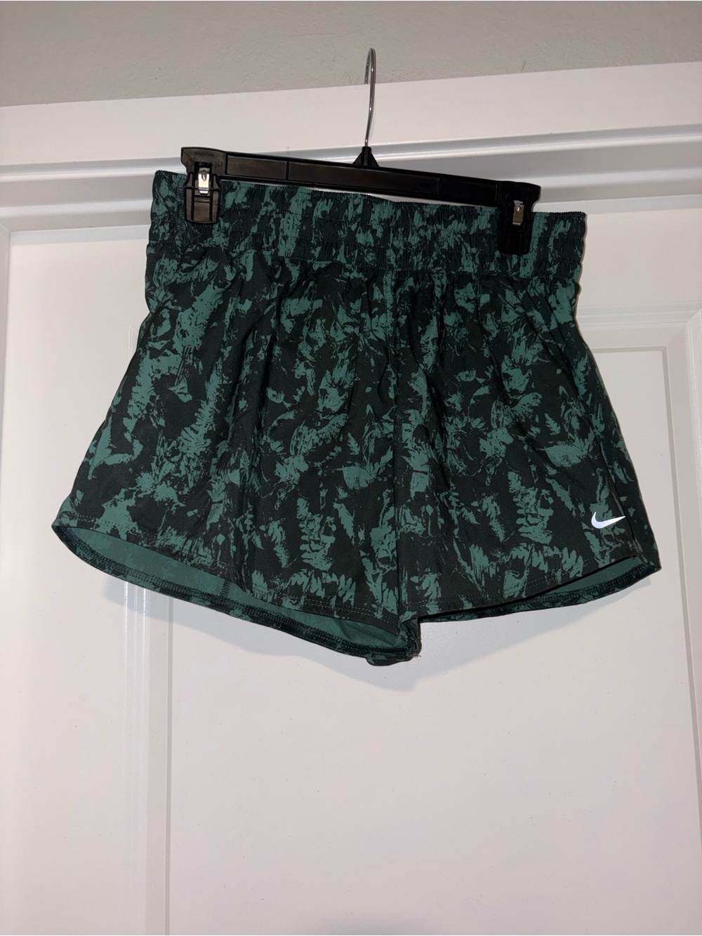 Nike Women’s Green and Black Patterned Athletic Shorts